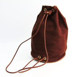 Hermes Polochon Mimil Women's Cotton Canvas,Leather Shoulder Bag Brown