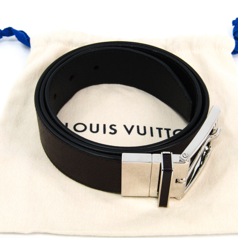 Louis Vuitton Taiga Lv-initiales M6898 Men's Leather Belt Dark Brown 90