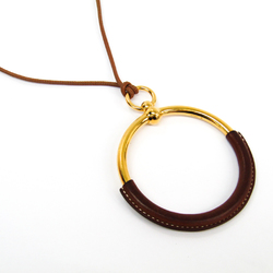 Hermes Barenia Leather Women's Pendant Necklace (Brown)