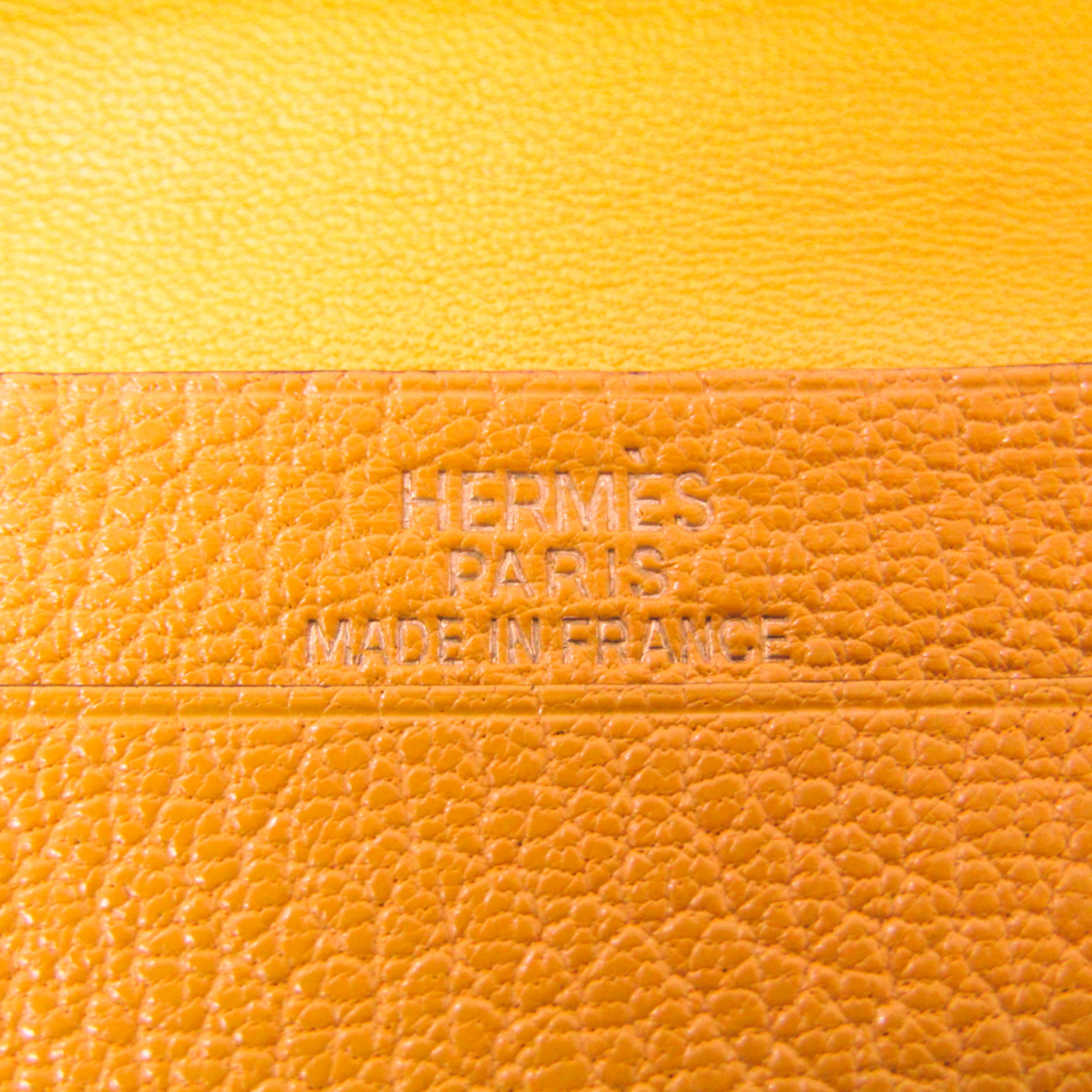 Hermes Bearn Chevre Myzore Leather Business Card Case Yellow