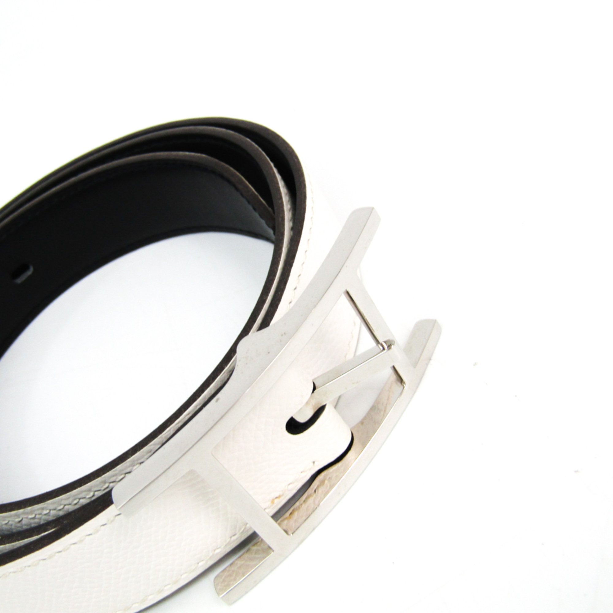 Hermes Unisex Leather Belt Black,White 90