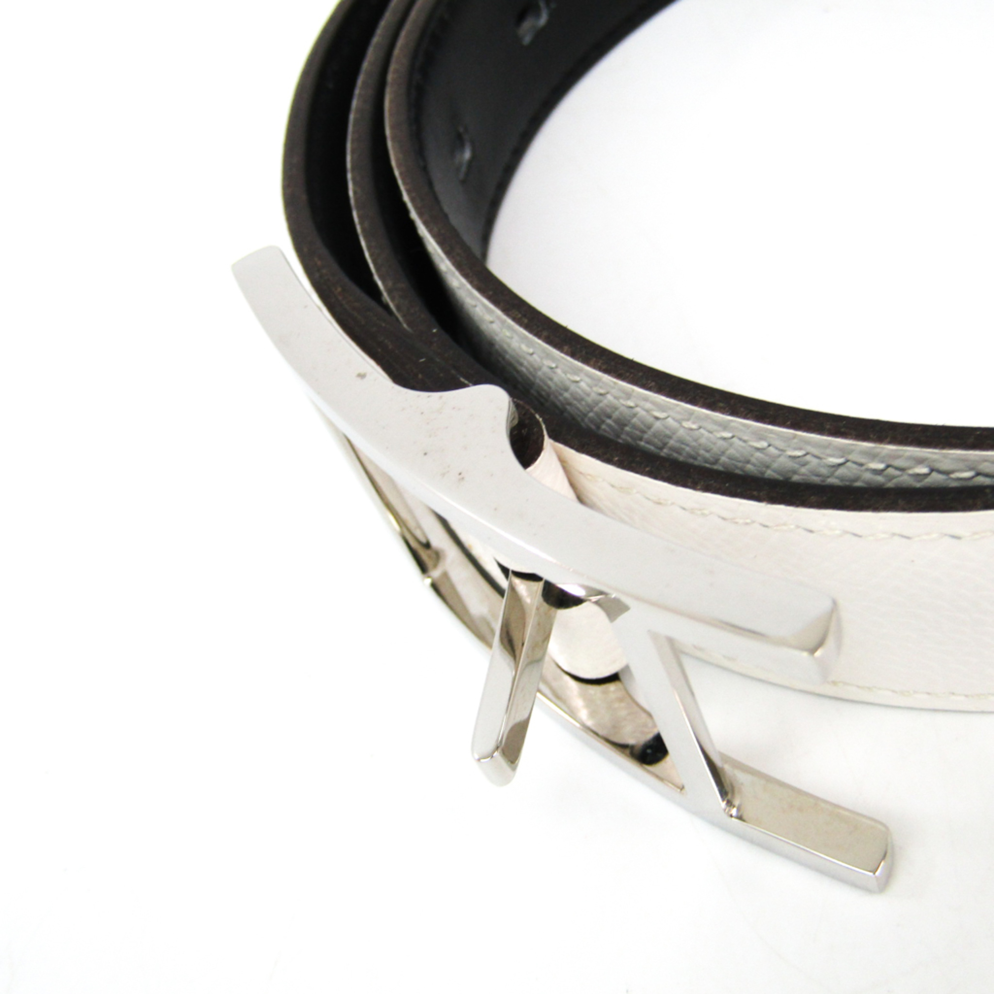 Hermes Unisex Leather Belt Black,White 90