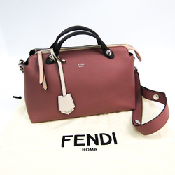 Fendi By The Way 8BL124 Women's Leather Handbag Rose Pink,Dark Brown