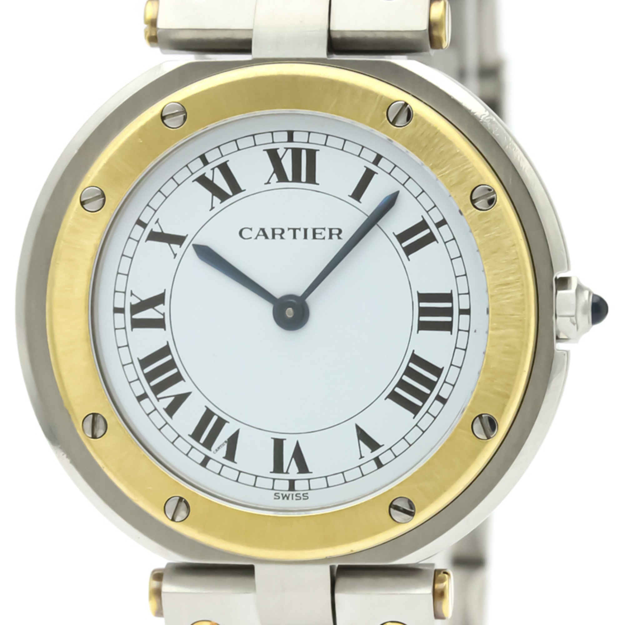 Cartier Santos Round Quartz Stainless Steel,Yellow Gold (18K) Men's Dress Watch