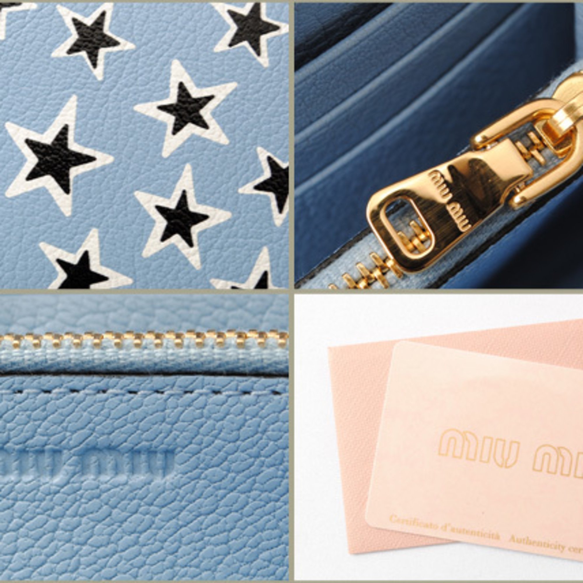 miu miu wallet miumiu 5ML010 MADRAS ST. STELLA Madras Star Blue Black