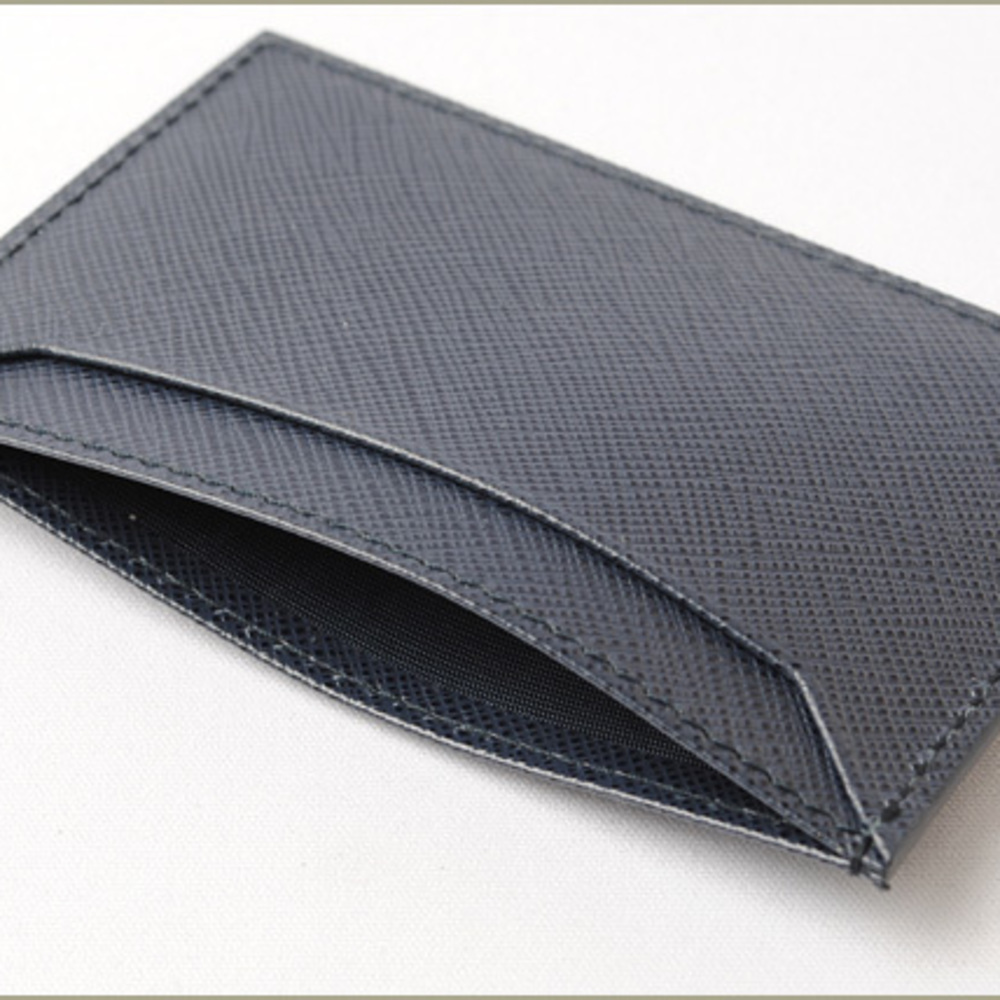 Logo Embossed Leather Card Holder in Black - Prada