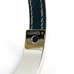 Hermes Pousse Pousse Box Calf Leather Bangle Blue,Silver