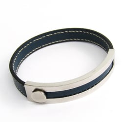 Hermes Pousse Pousse Box Calf Leather Bangle Blue,Silver