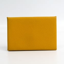 Hermes Calvi Epsom Leather Card Case Yellow