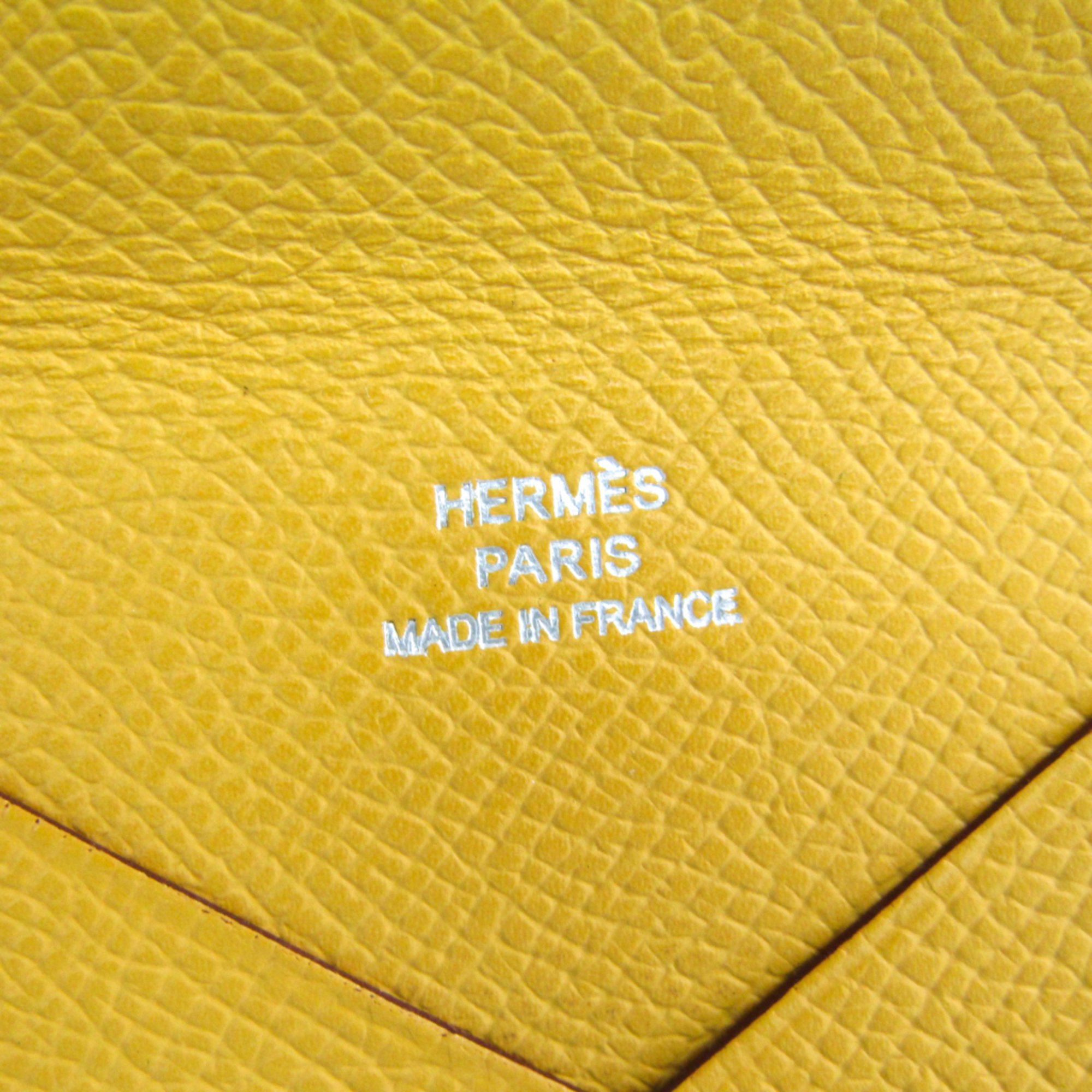 Hermes Calvi Epsom Leather Card Case Yellow