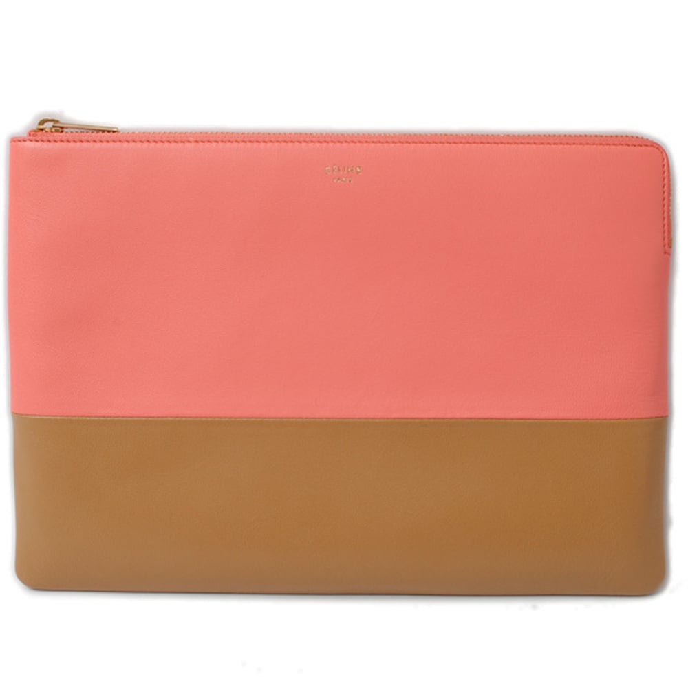 Celine Clutch Pouch Bag iPad Case CELINE Bicolor Flamingo Camel