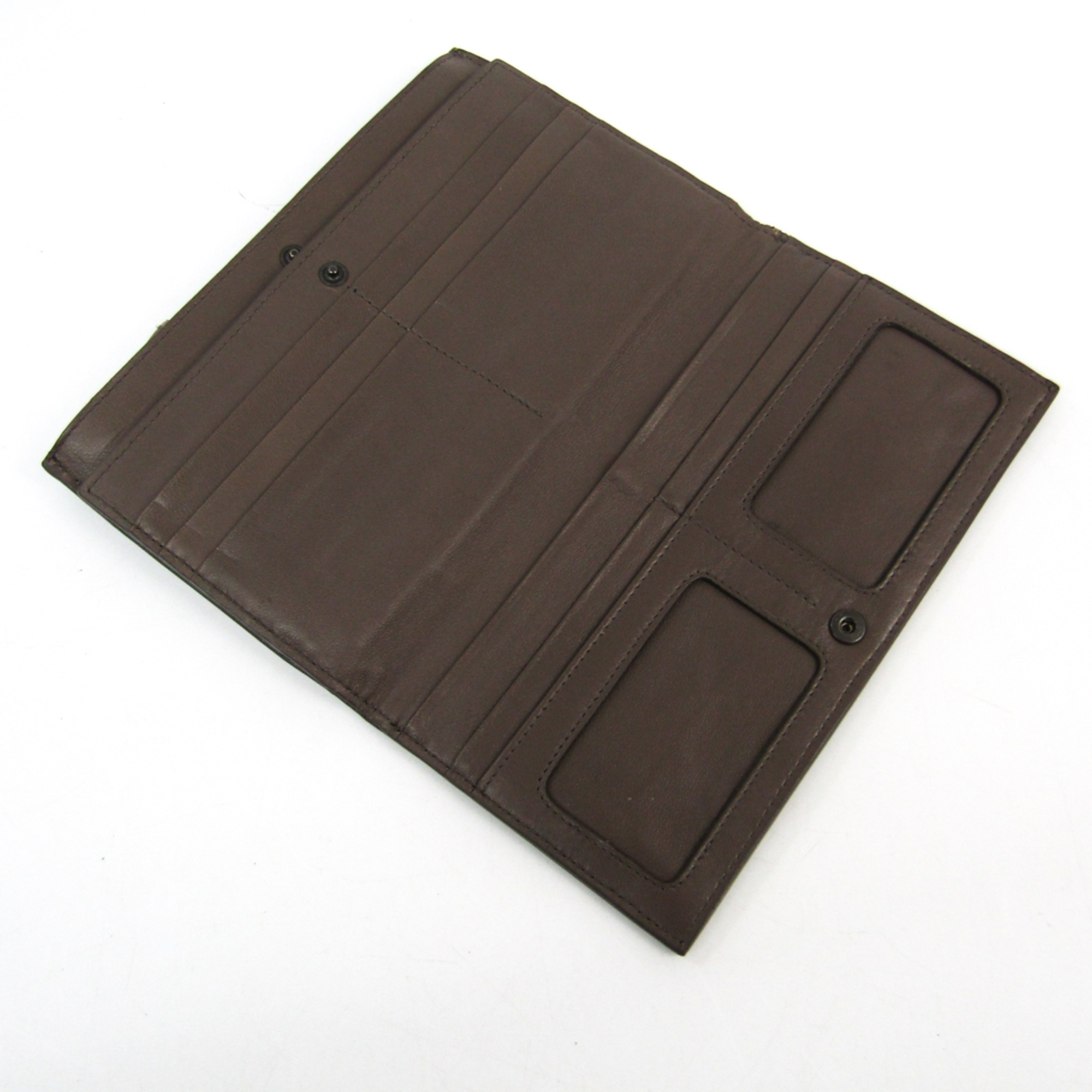 Bottega Veneta Intrecciato Unisex  Calfskin Long Wallet (bi-fold) Gray