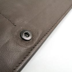 Bottega Veneta Intrecciato Unisex  Calfskin Long Wallet (bi-fold) Gray