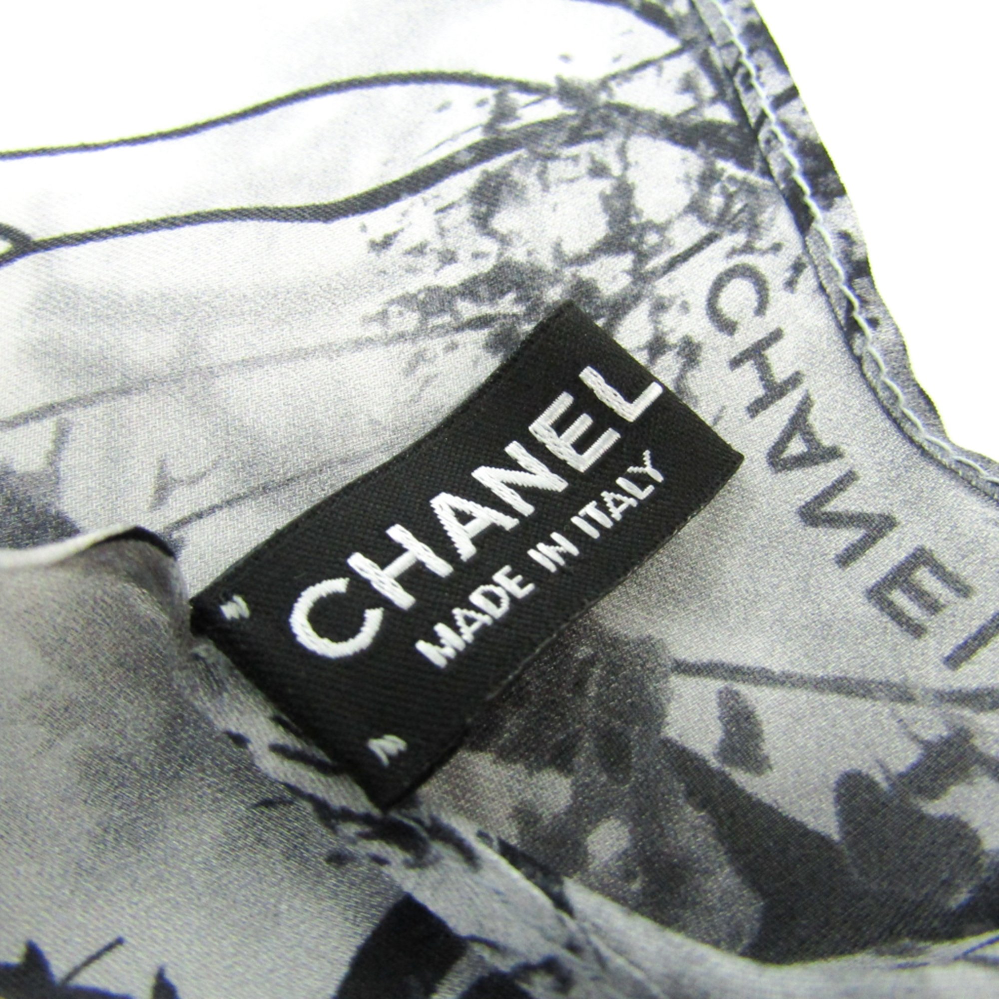 Chanel Silk Scarf Black,Gray