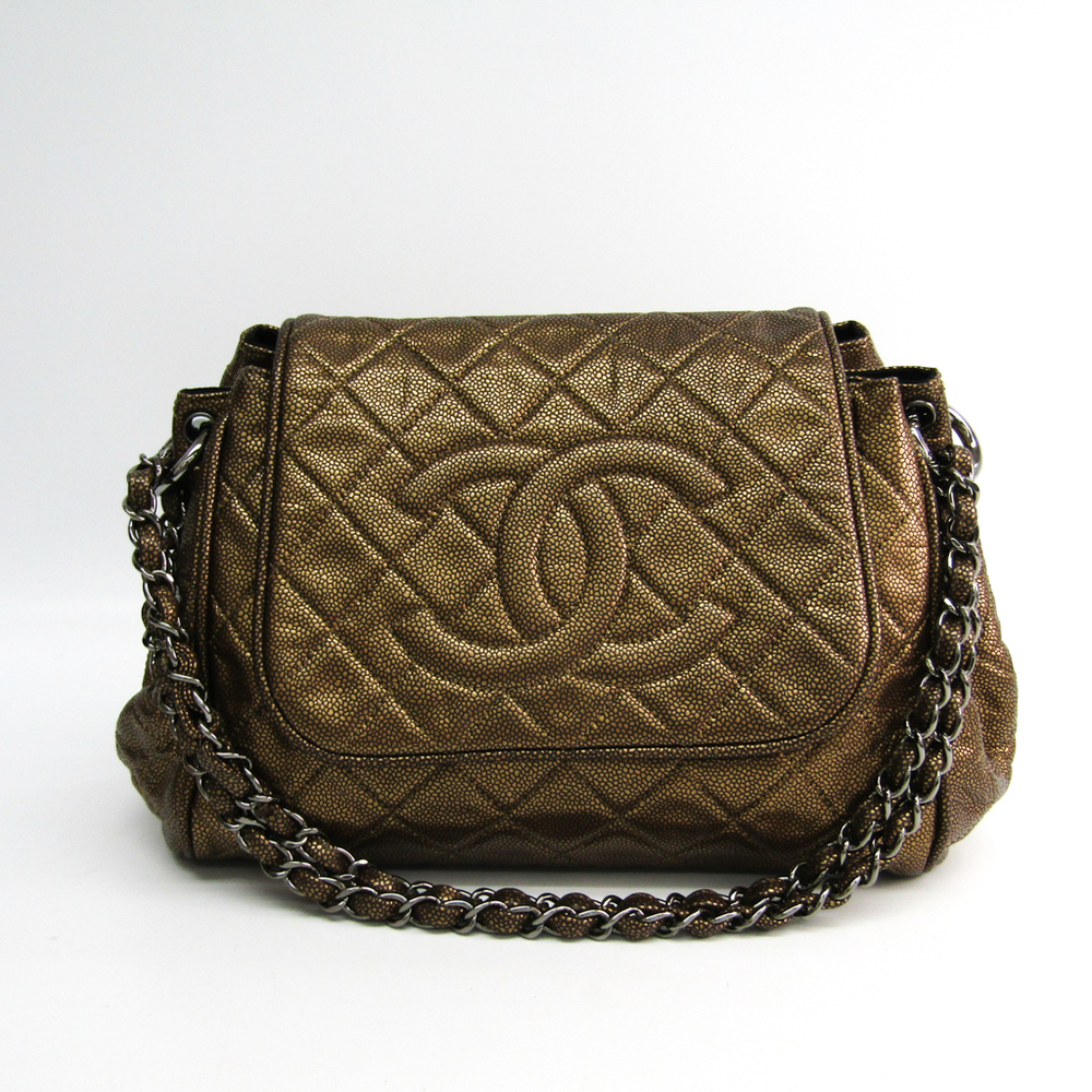 Chanel Women's Caviar Leather Shoulder Bag Gold