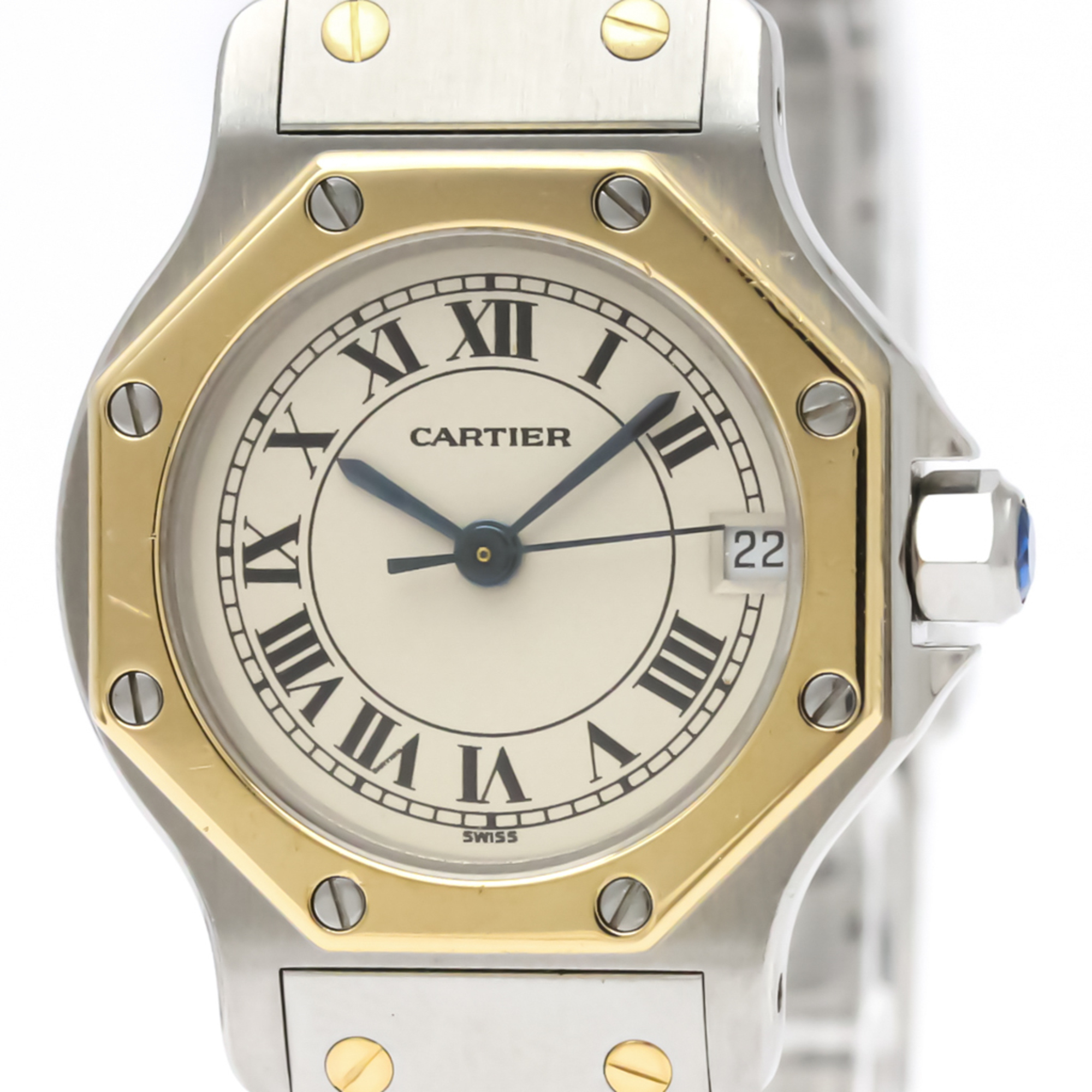 Cartier Santos Octagon Quartz Stainless Steel,Yellow Gold (18K) Women's Dress Watch 187903