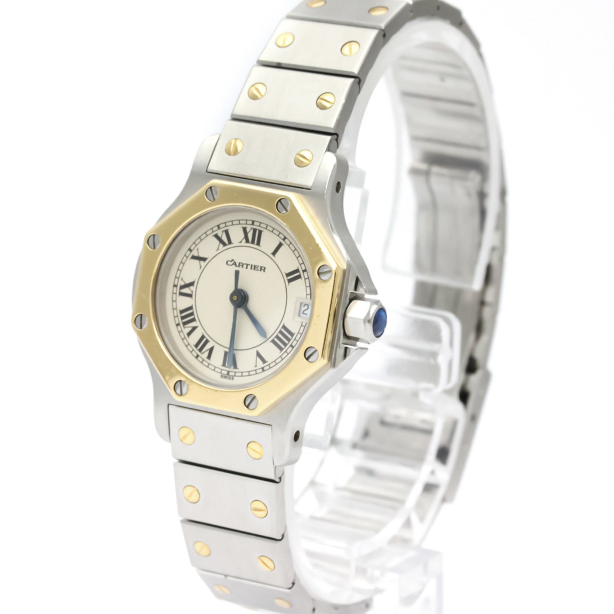 Cartier Santos Octagon Quartz Stainless Steel,Yellow Gold (18K) Women's Dress Watch 187903