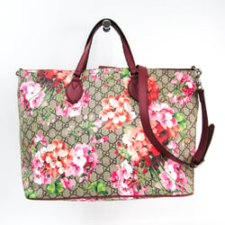 Gucci GG Blooms GG Supreme Flower 453705 Women's PVC,Leather Tote Bag Bordeaux,GG Beige,Pink