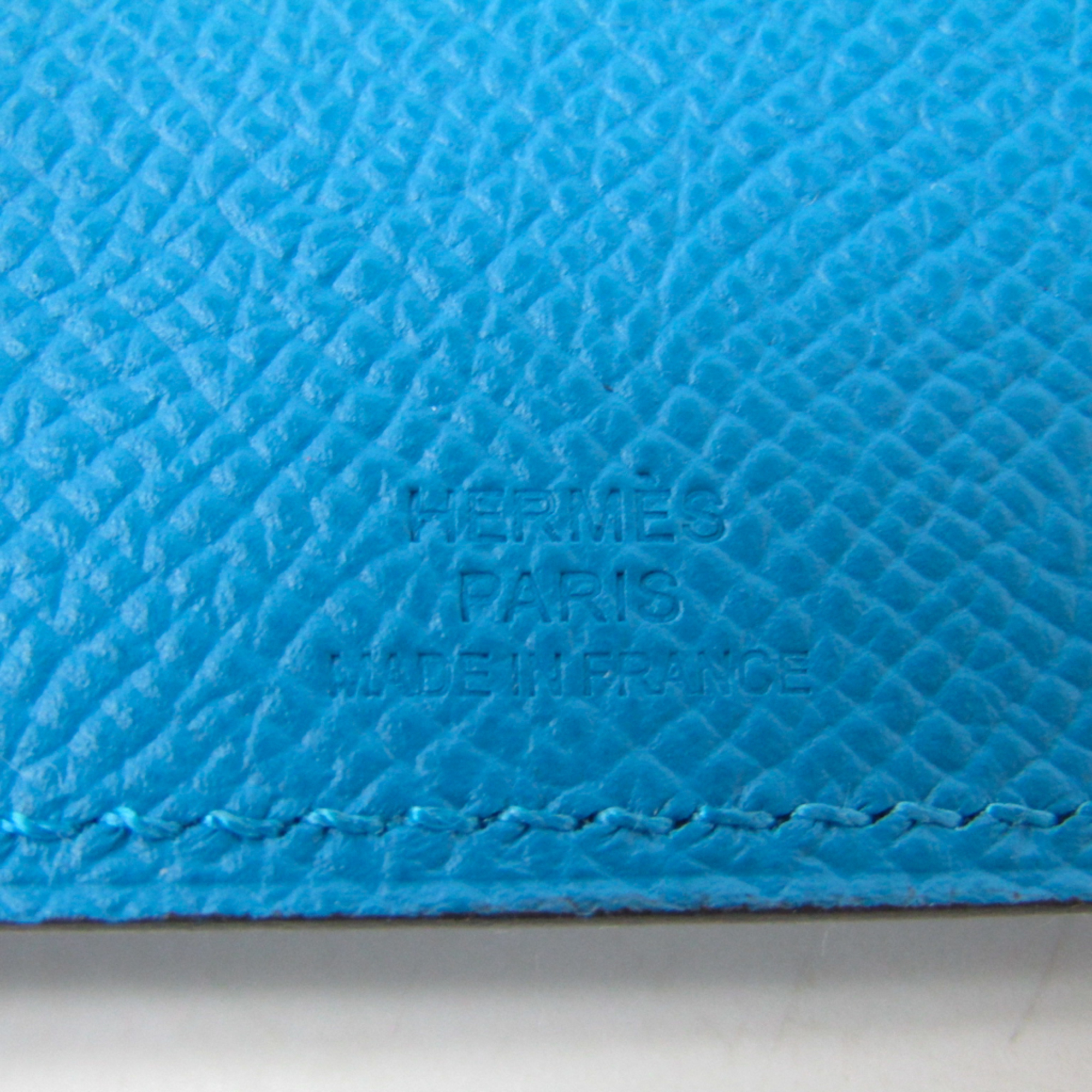 Hermes Tarmac PM Epsom Leather Passport Cover Blue