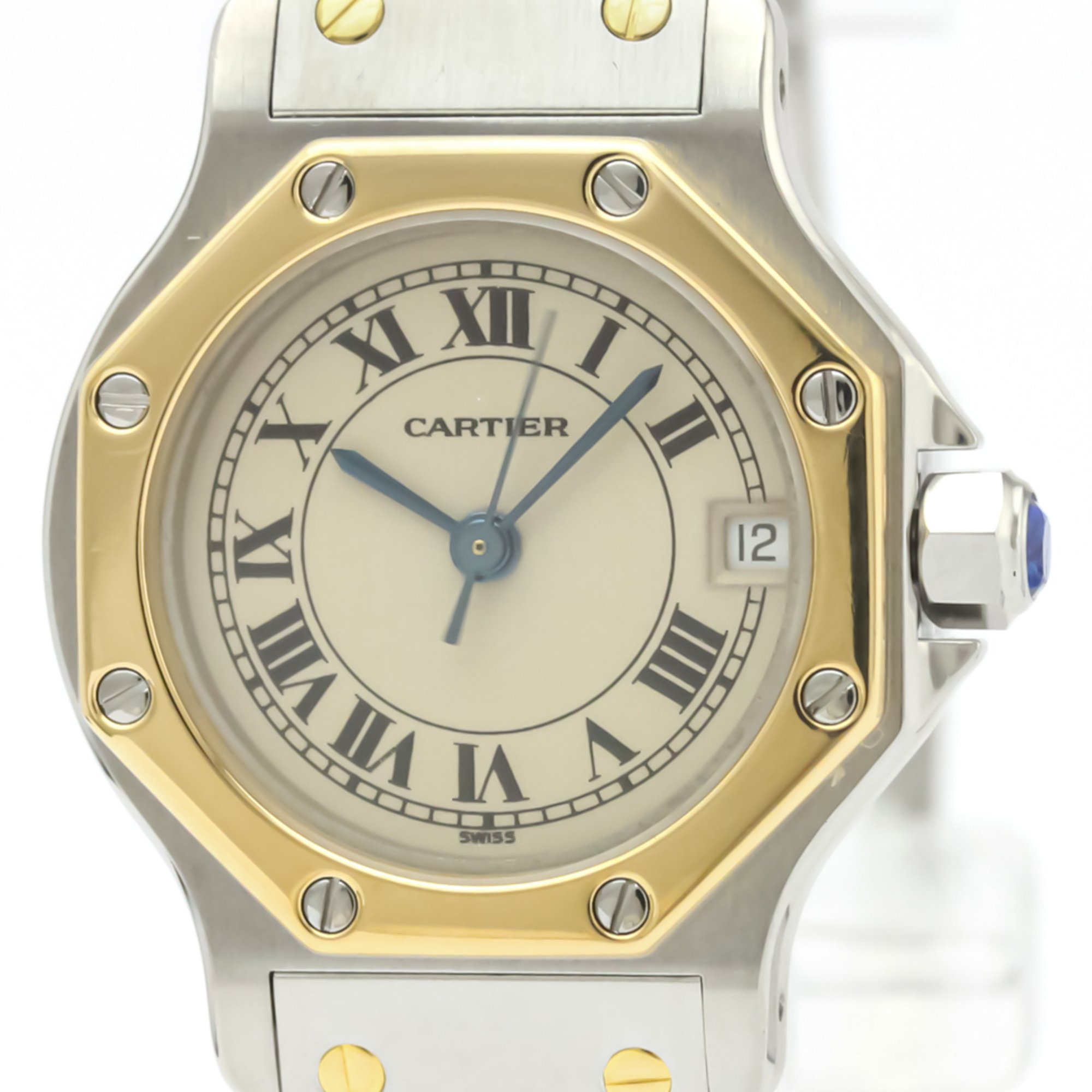 Cartier Santos Octagon Quartz Stainless Steel,Yellow Gold (18K) Women's Dress Watch 187903