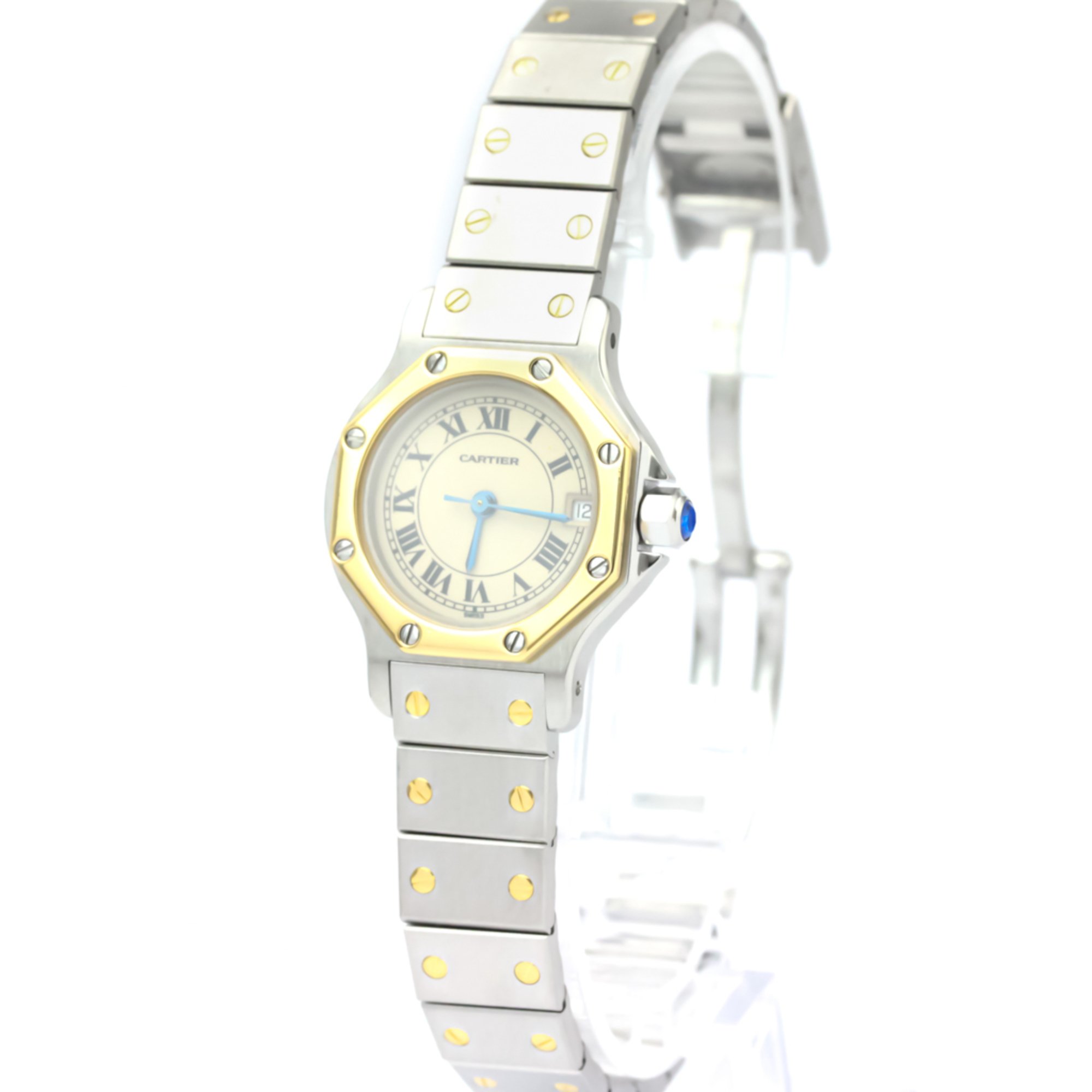 Cartier Santos Octagon Quartz Stainless Steel,Yellow Gold (18K) Women's Dress Watch 187903