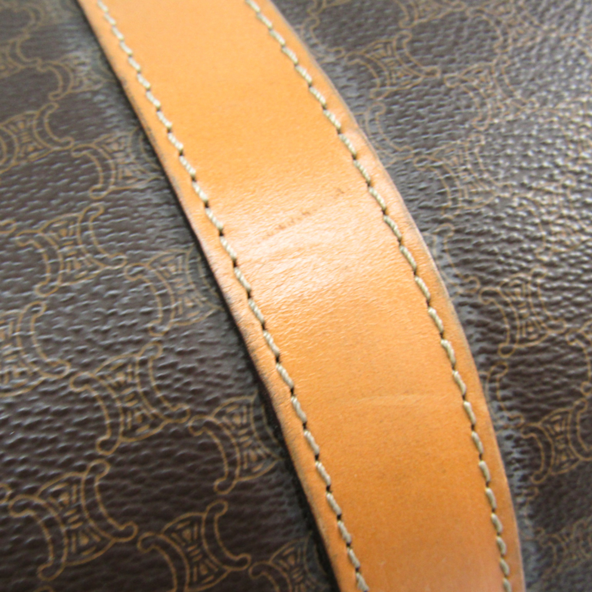 Celine Macadam Women's Leather,PVC Boston Bag Brown