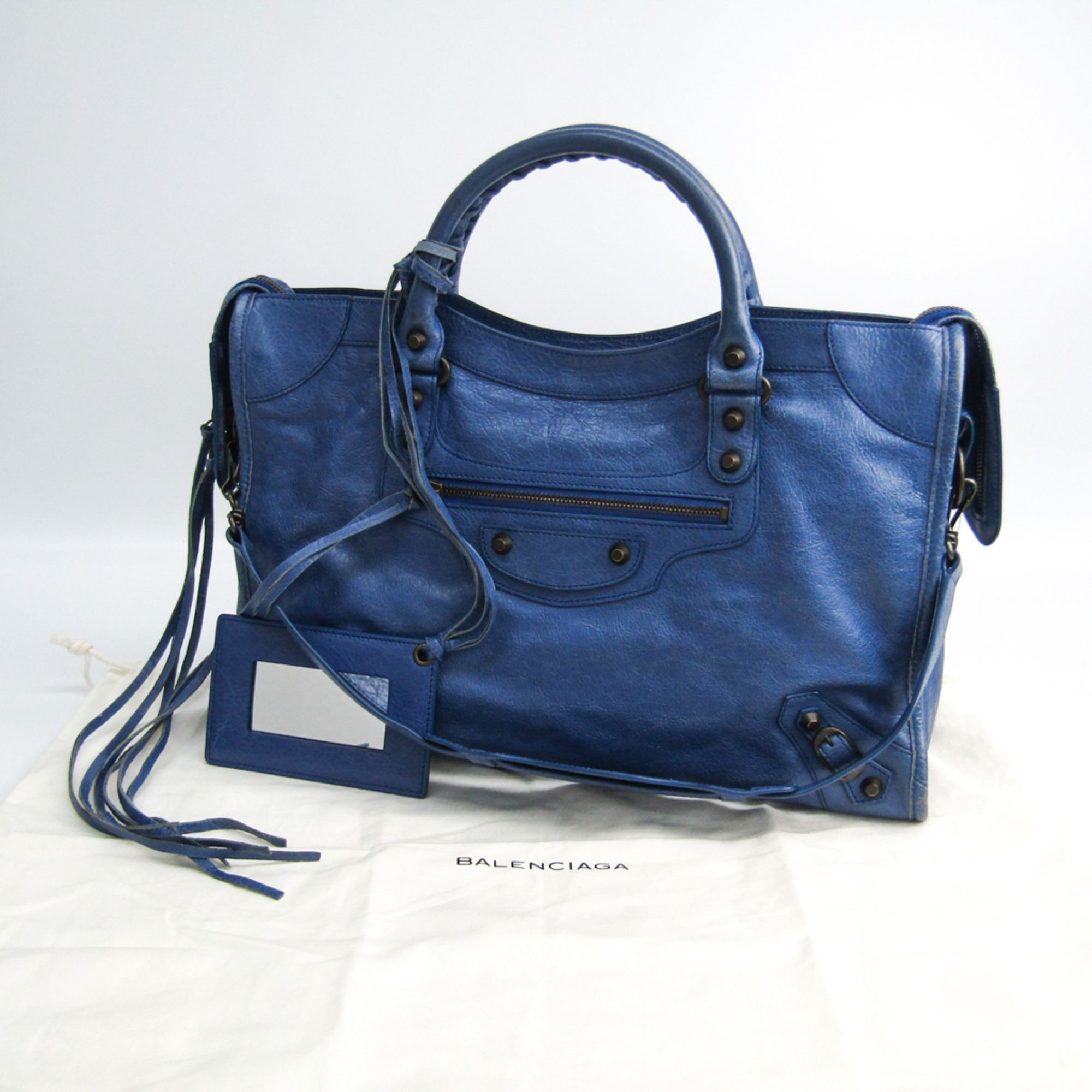 Balenciaga City City 115748 Women's Leather Handbag Blue