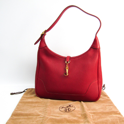 Hermes Trim 31 Women's Taurillon Clemence Leather Shoulder Bag Red
