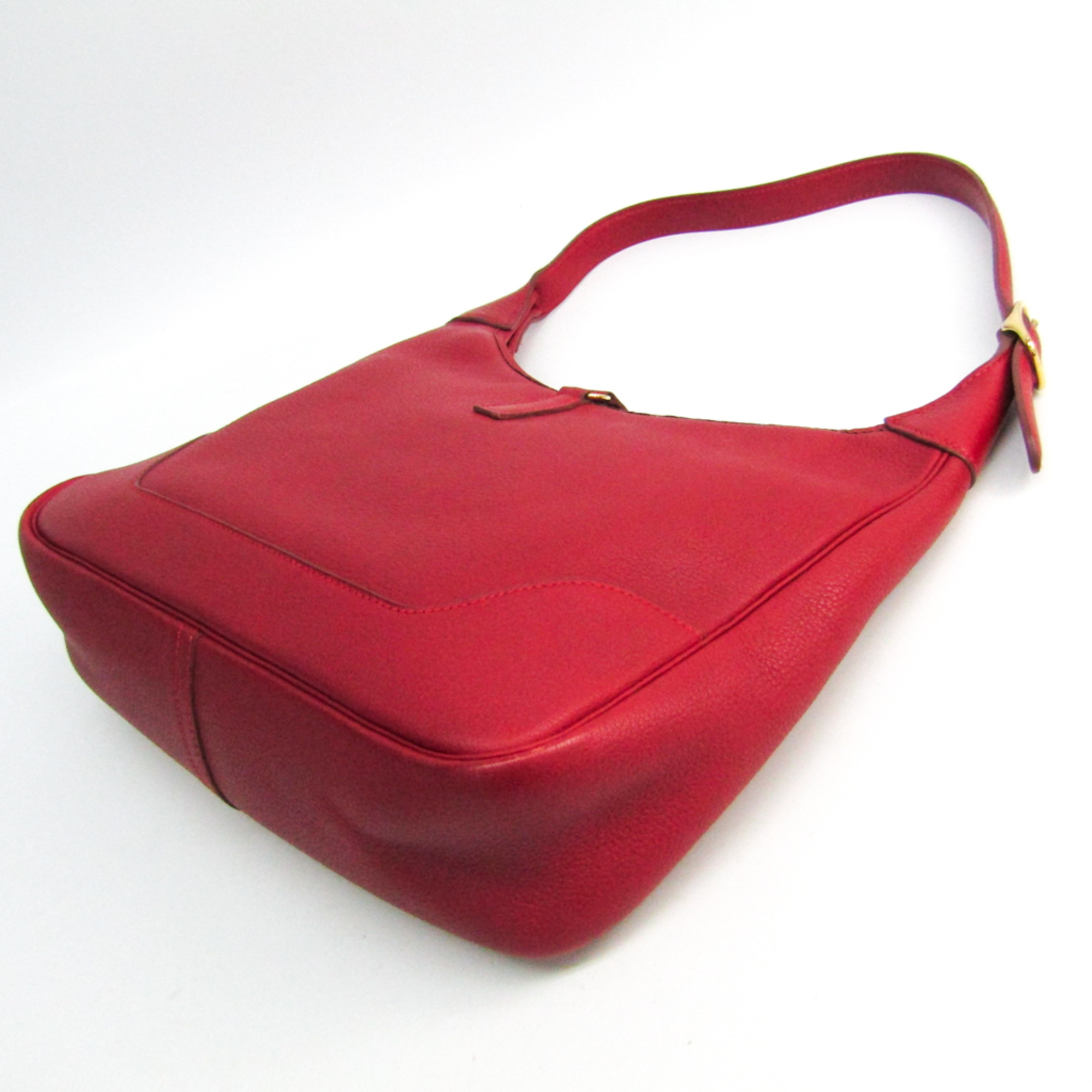 Hermes Trim 31 Women's Taurillon Clemence Leather Shoulder Bag Red
