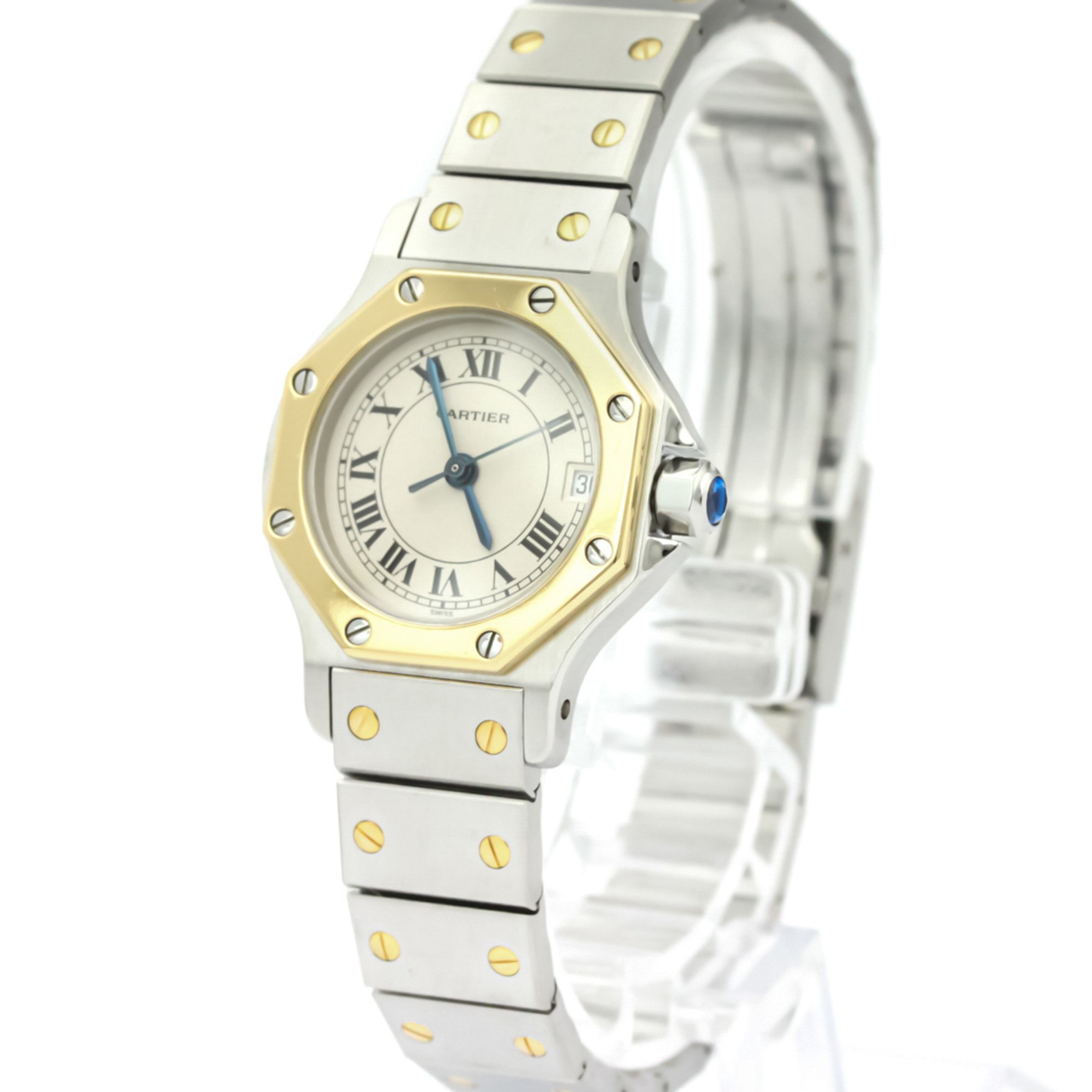 Cartier Santos Octagon Quartz Stainless Steel,Yellow Gold (18K) Women's Dress Watch 187903