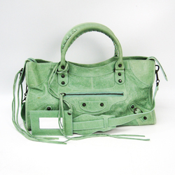 Balenciaga Part Time 168028 Women's Leather Handbag Light Green