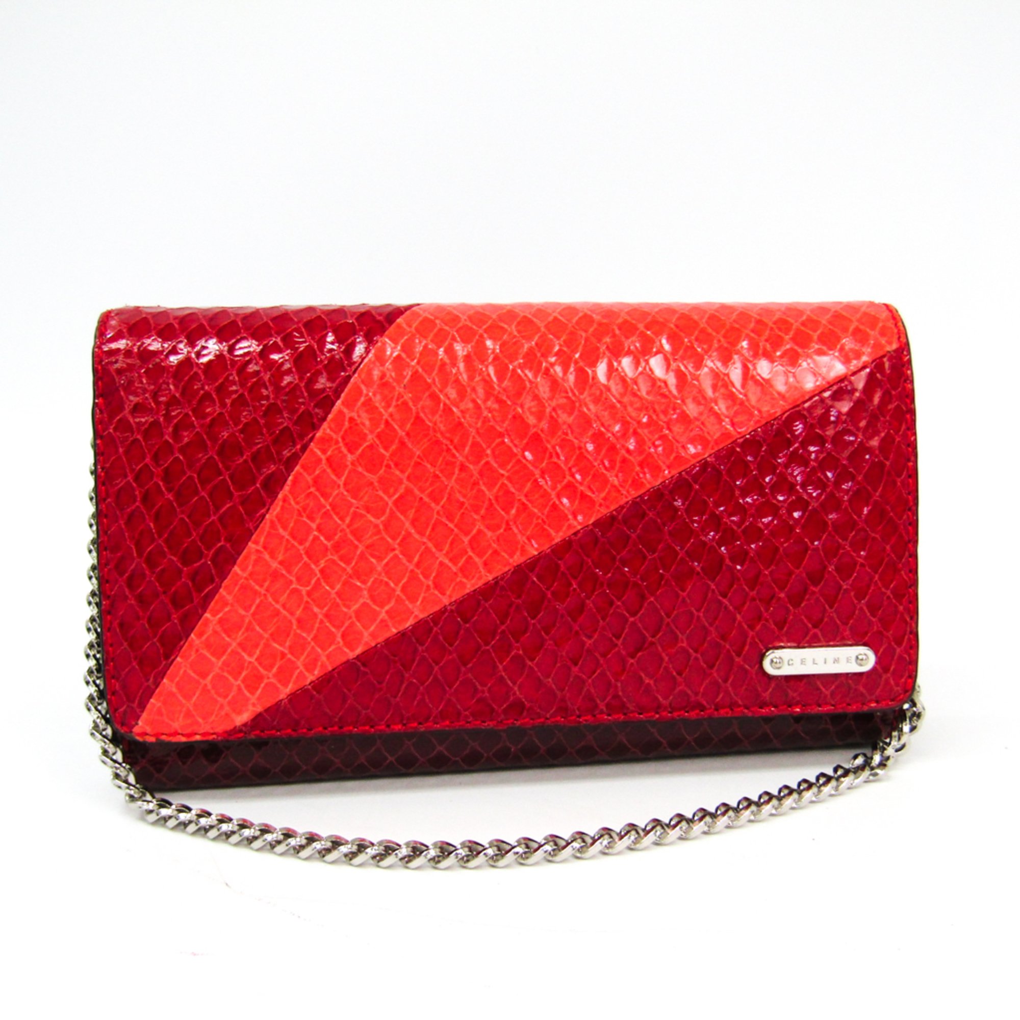 Celine  Coated Leather Long Wallet (tri-fold) Bordeaux,Red