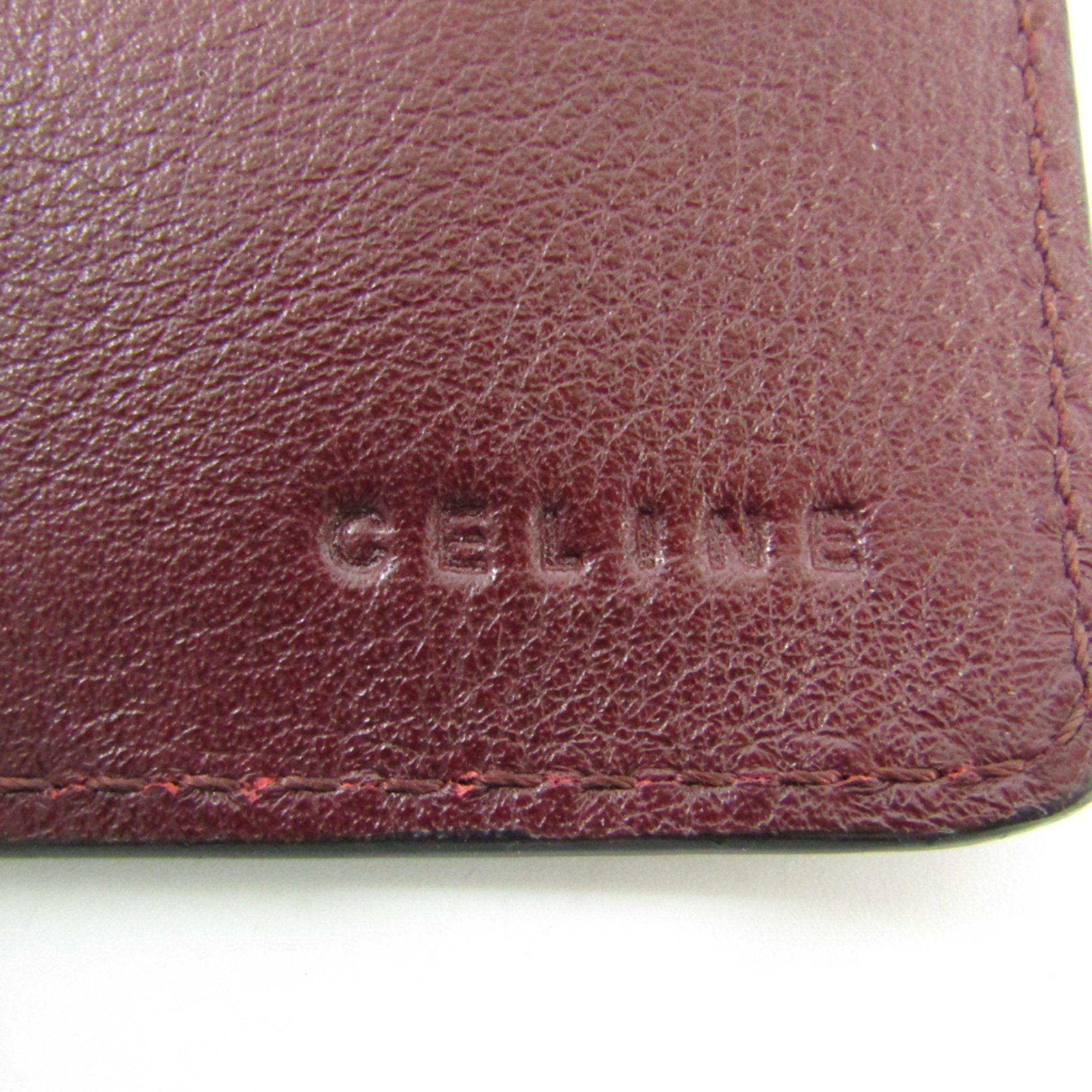 Celine  Coated Leather Long Wallet (tri-fold) Bordeaux,Red