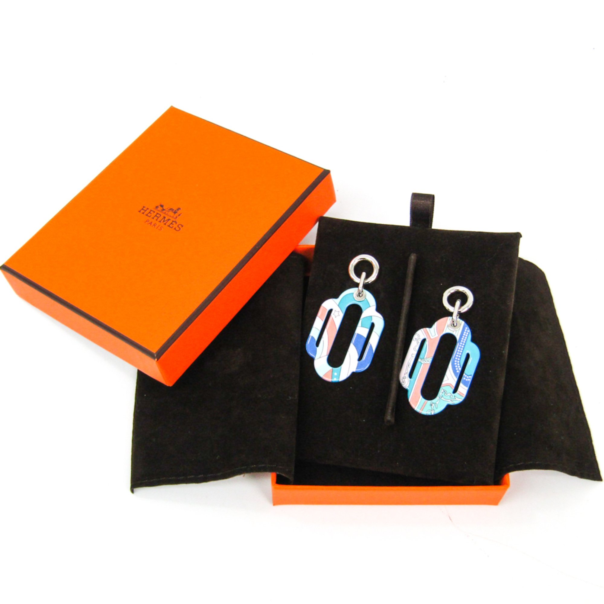 Hermes Attelage Berline Rainbow 411912FP92 Cloisonné/enamel,Lacquer Drop Earrings Multi-color