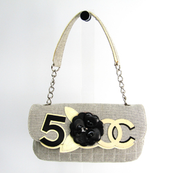Chanel Symbol 5 Leather,Canvas Shoulder Bag Black,White