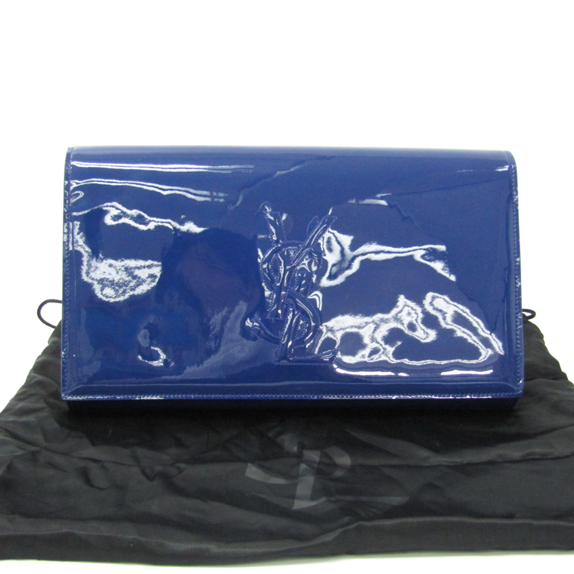 Yves Saint Laurent 361120 Women's Leather Clutch Bag Blue