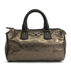 Salvatore Ferragamo Gancini FJ-21 B447 Women's PVC Leather Handbag Bronze