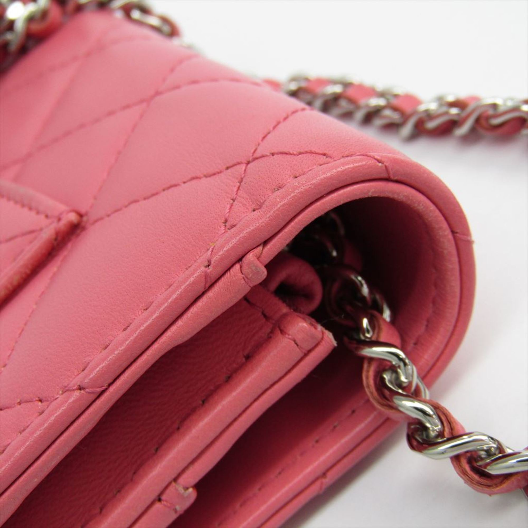 Chanel Matelasse Chain Wallet  A33814 Women's  Lambskin Chain/Shoulder Wallet Pink