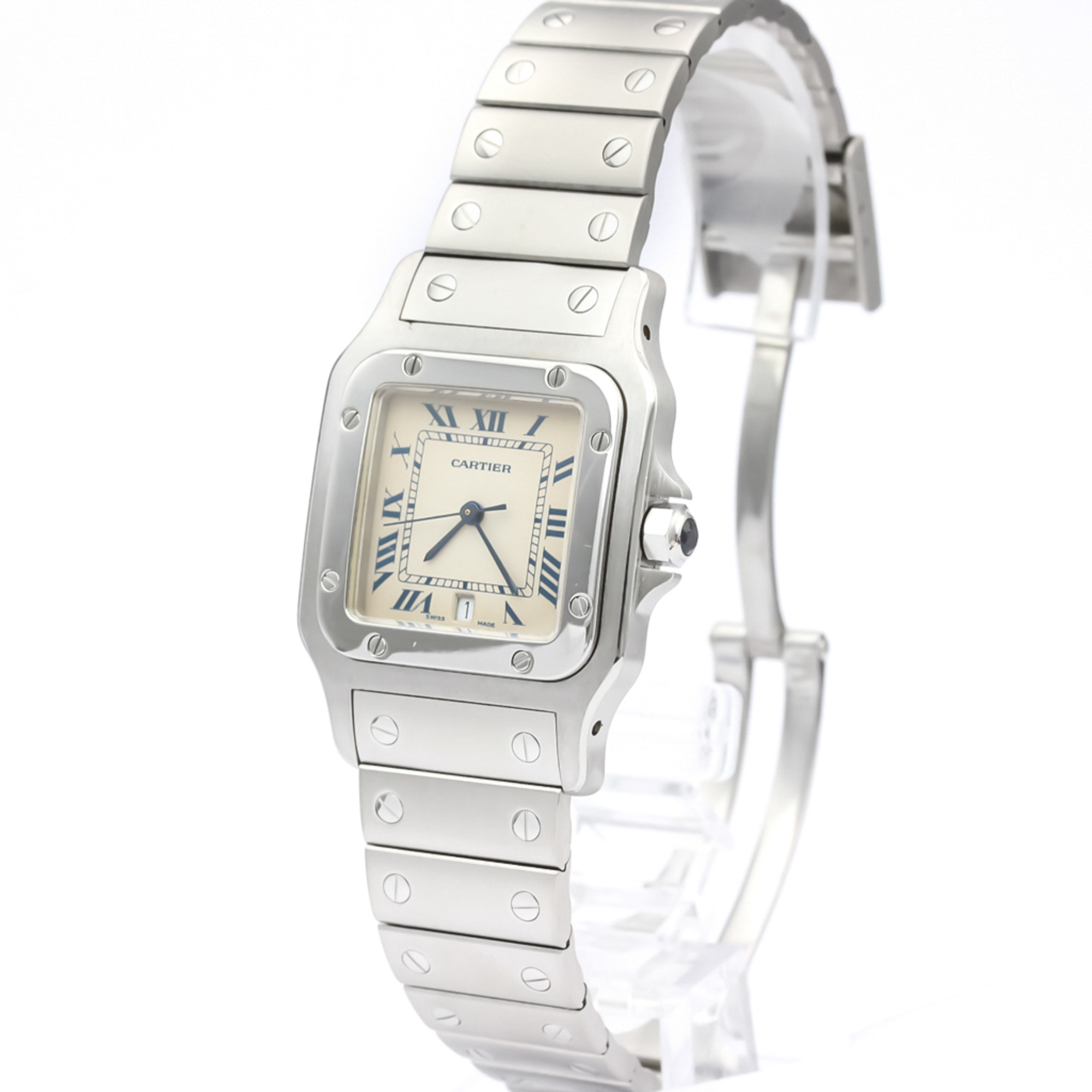 CARTIER Santos Galbee Steel Quartz Mens Watch 987901