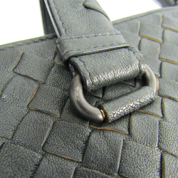Bottega Veneta Intrecciato Men's Leather Briefcase Dark Gray
