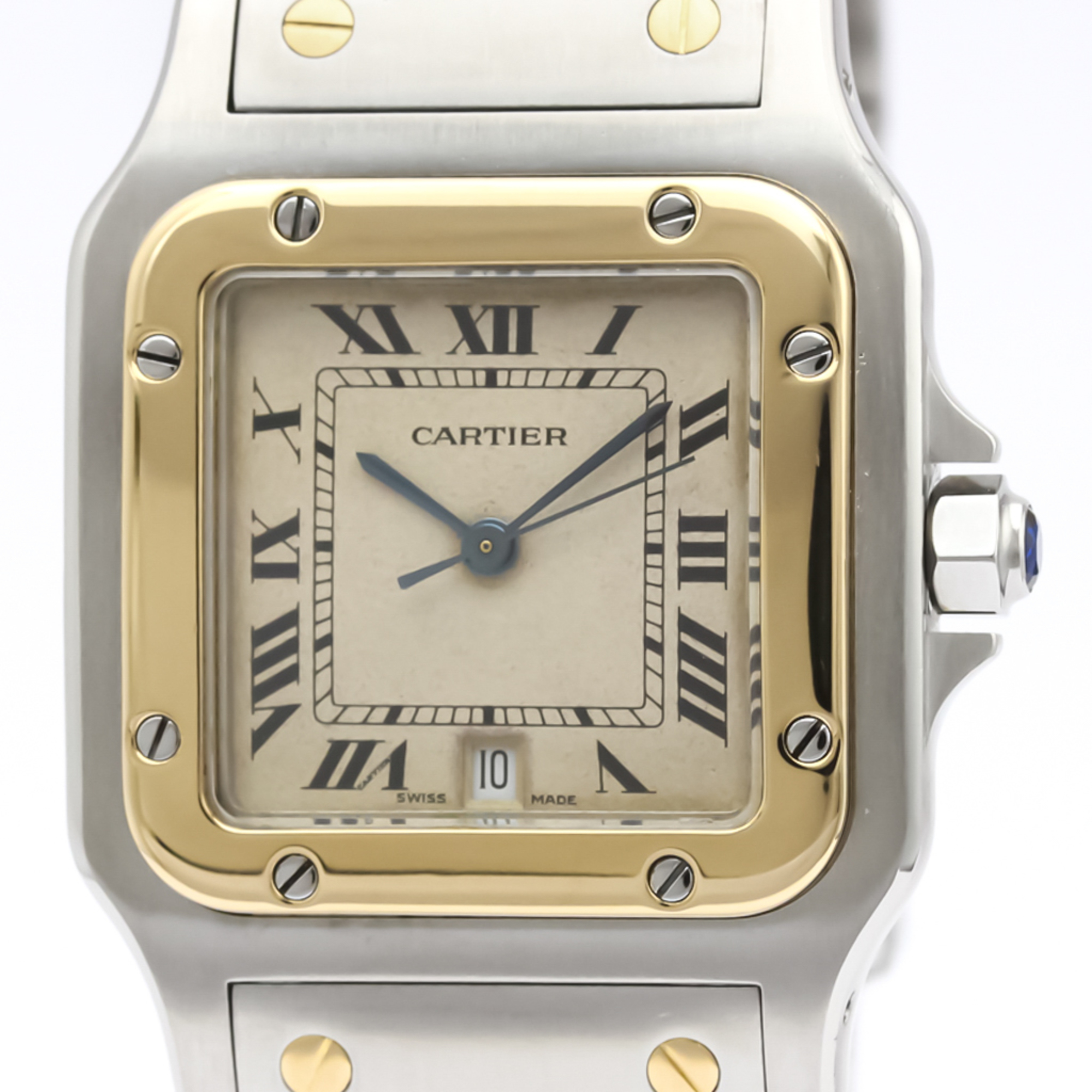 Cartier Santos Galbee Quartz Stainless Steel,Yellow Gold (18K) Men's Dress Watch 187901