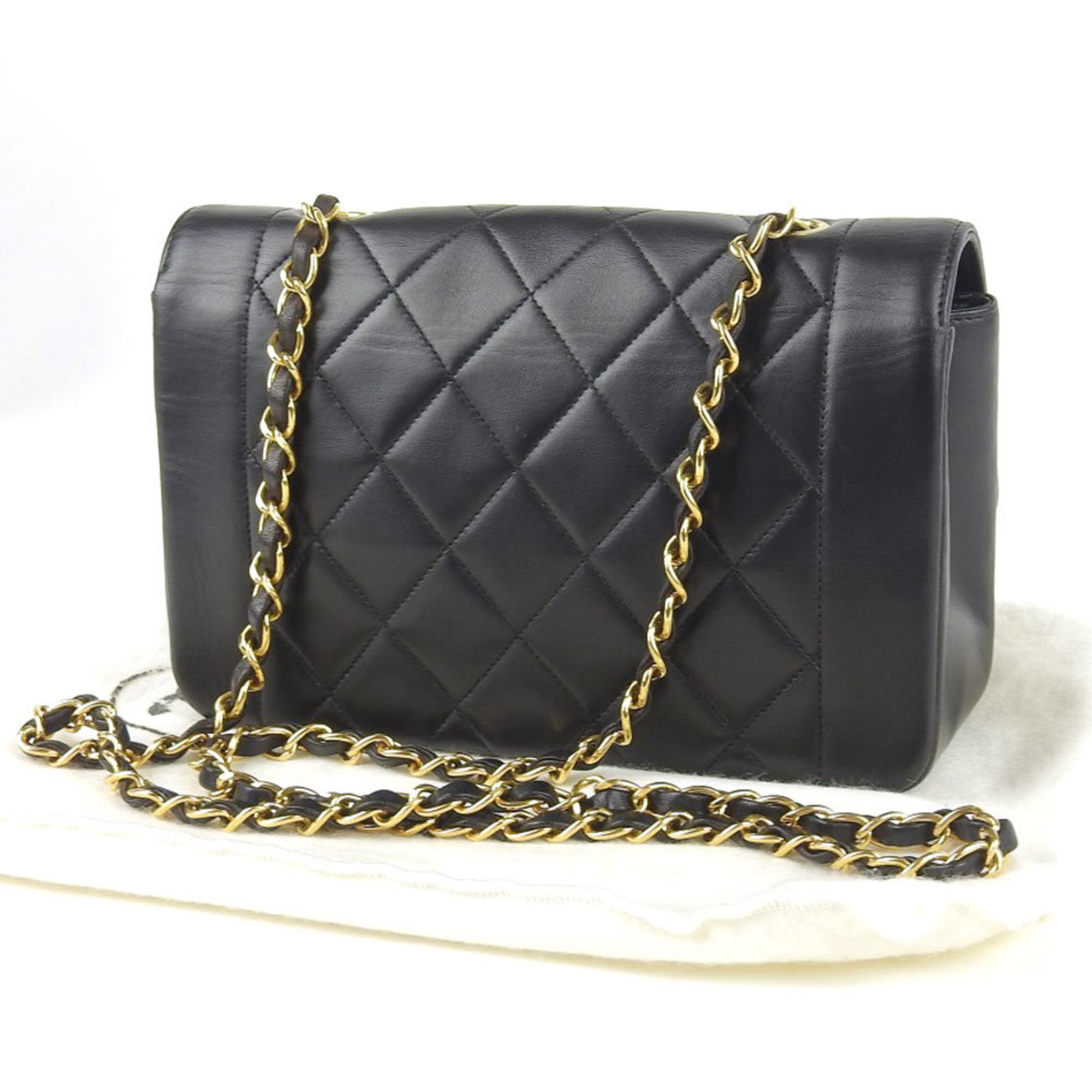 Chanel CHANEL chain shoulder bag leather black with seal 4 series A01164