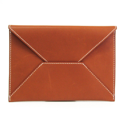 Hermes Envelope Barenia Leather Card Case Brown