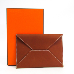 Hermes Envelope Barenia Leather Card Case Brown