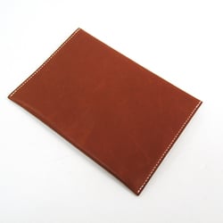 Hermes Envelope Barenia Leather Card Case Brown