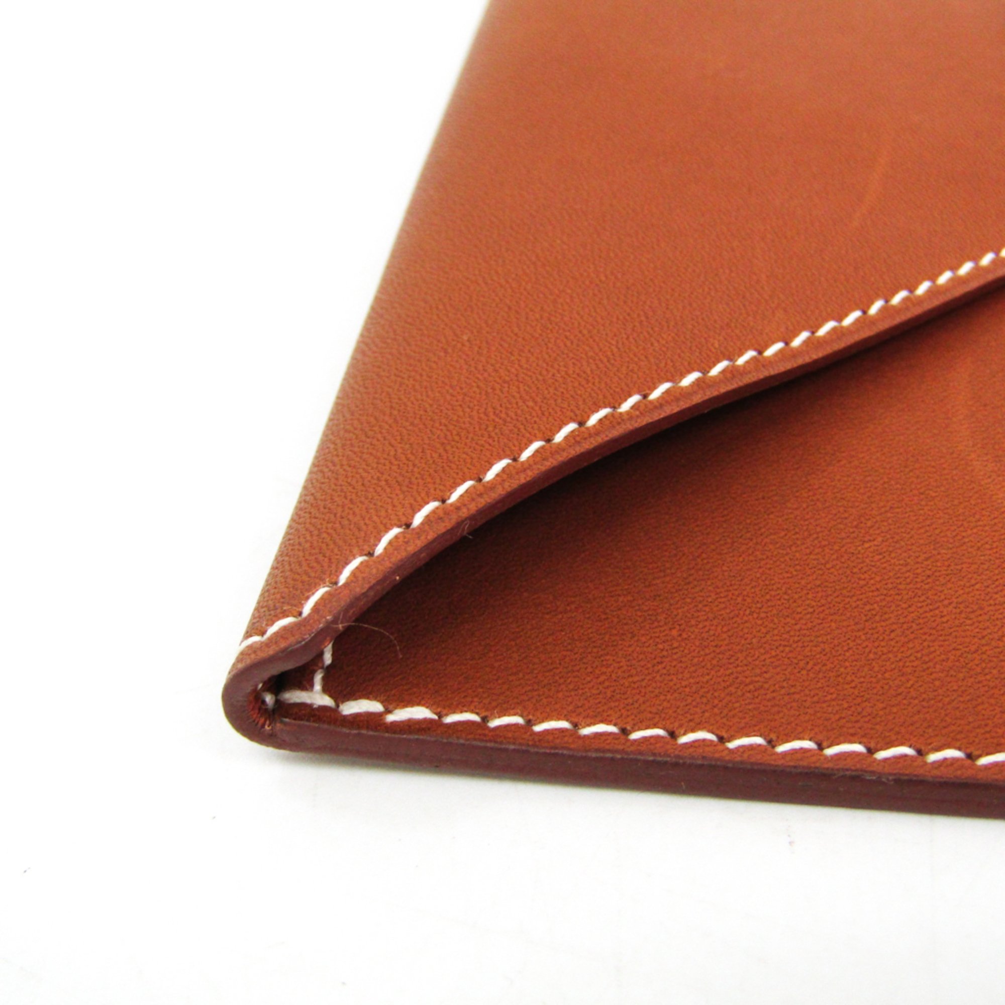 Hermes Envelope Barenia Leather Card Case Brown