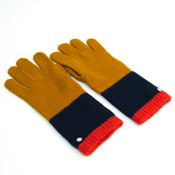Hermes Women's Long Gloves Dark Yellow,Navy,Orange Cashmere