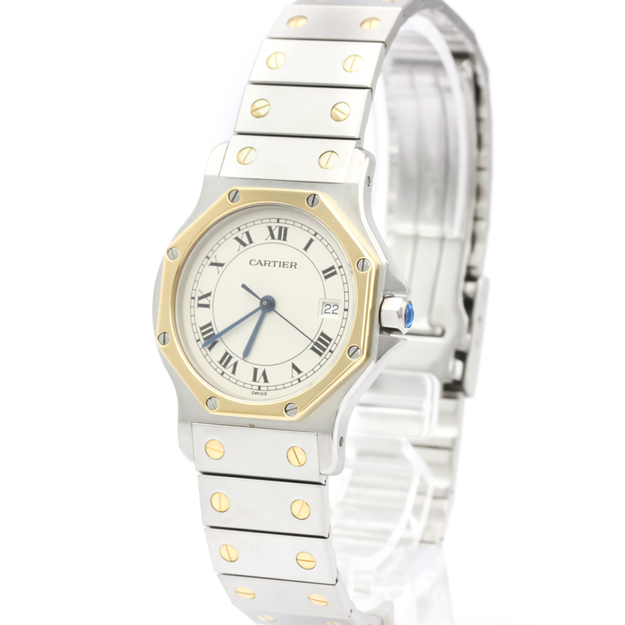 Cartier Santos Octagon Quartz Stainless Steel,Yellow Gold (18K) Women's Dress Watch 187902