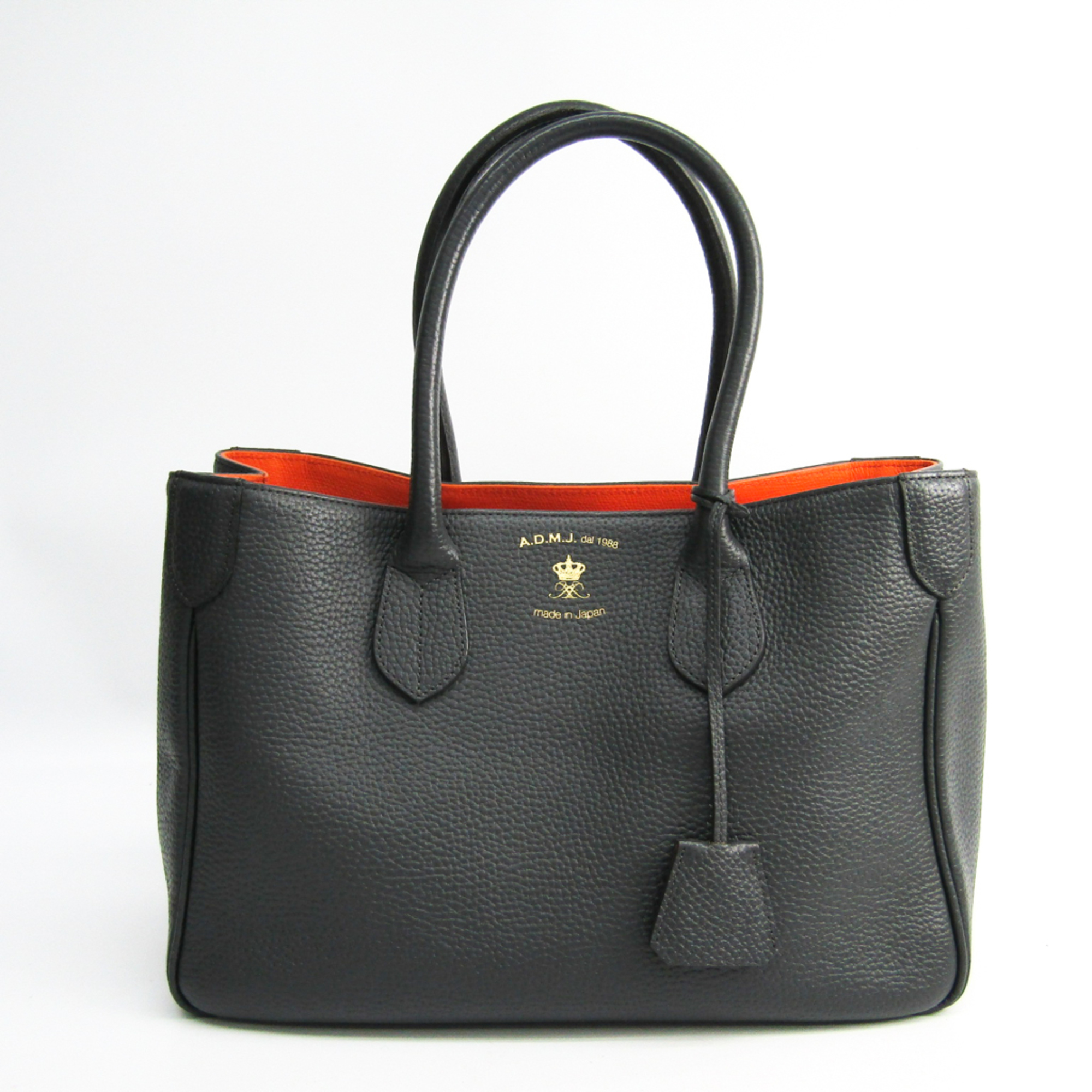 A.D.M.J Women's Leather Handbag Dark Gray,Orange