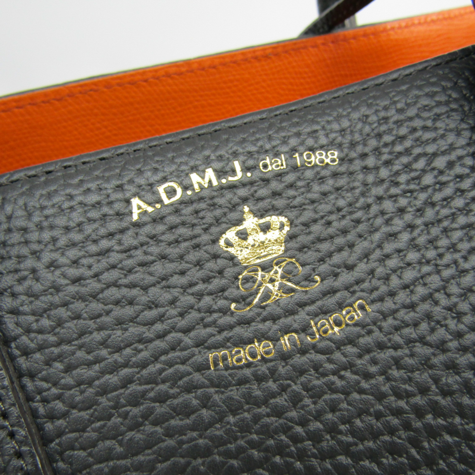 A.D.M.J Women's Leather Handbag Dark Gray,Orange